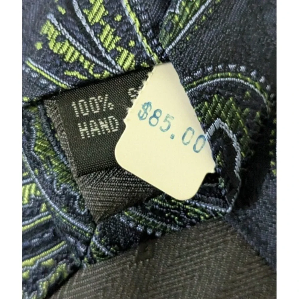 New 1812 Society Blue w/Yellow Paisley Hand Made Luxury Jacquard Silk Tie 58x3.5